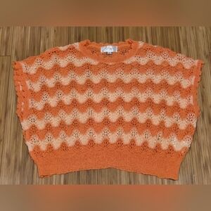 NWOT Knit Mix Orange and Cream Sweater